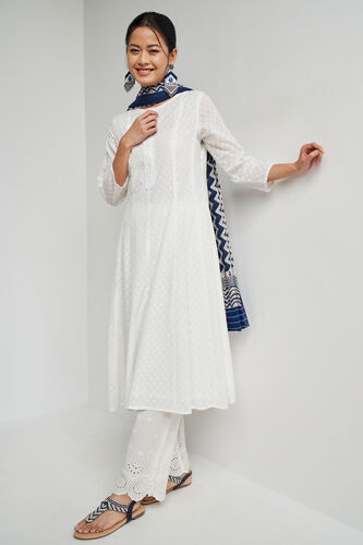 White Embroidered Regular Length Suit, White, image 4